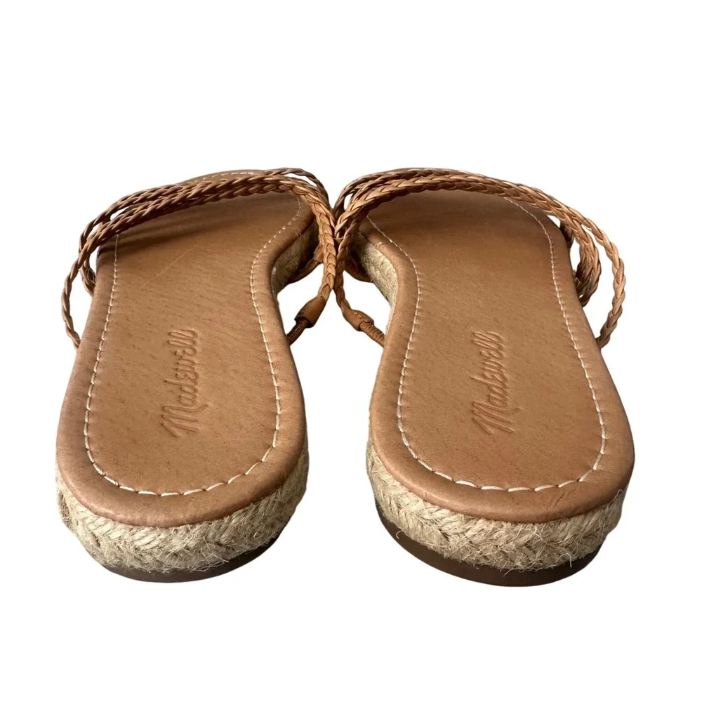 Madewell‎ Espadrille Sandals Braided Straps Tan Leather Slides Size 8